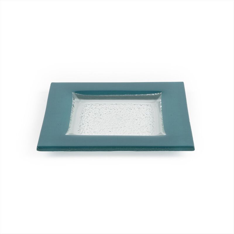 Turgla Fusion Glass 6" x 6" Square Blue Glass Plate (Set of 4) image number 3