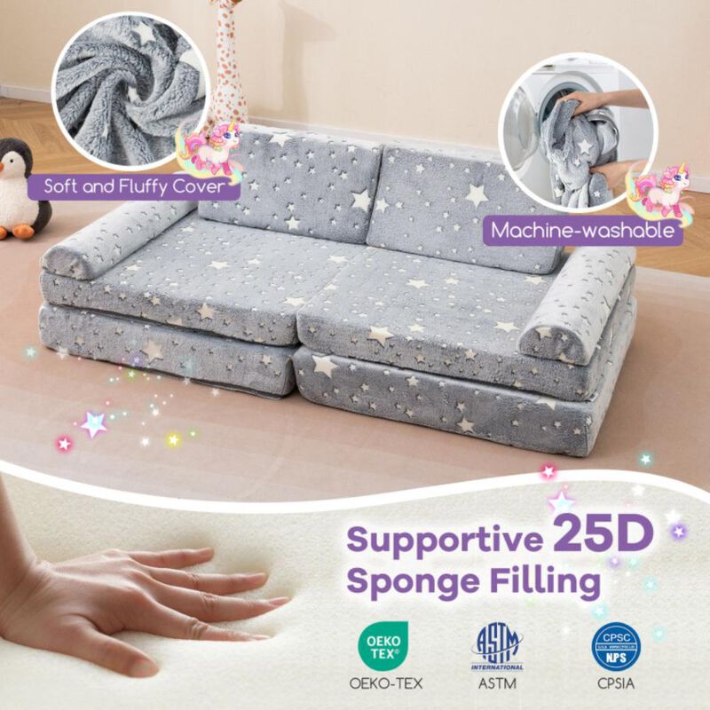 Hivvago Modular Kids Play Couch Glow in the Dark Toddler Sectional Sofa