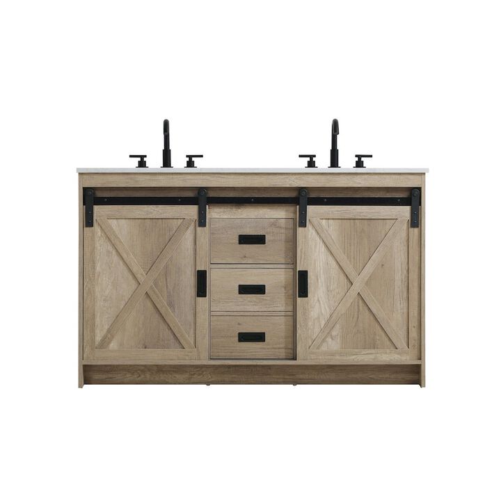 Elegant Kitchen and Bath Austin 54 Inch Double Bathroom Vanity In Natural Oak
