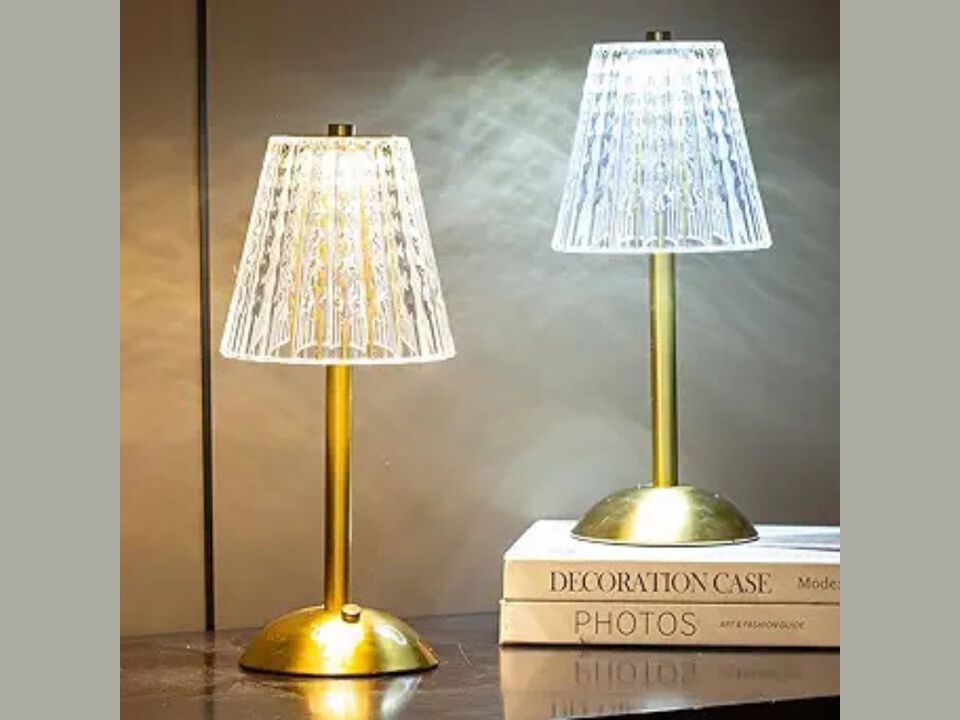 Cordless Rechargeable Gold Table Lamps Set of 2 Outdoor LED Lights