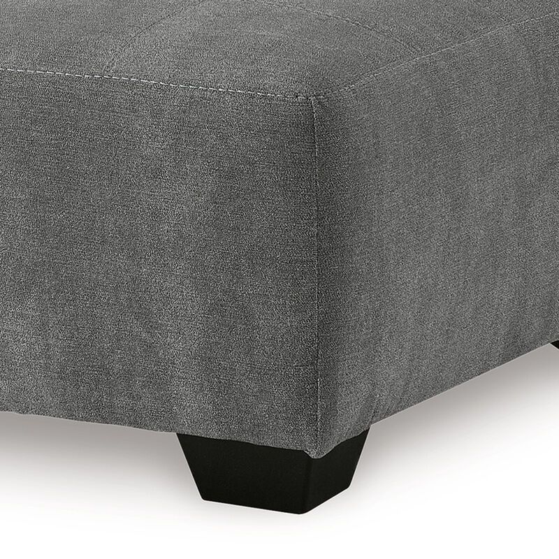 Dili Accent Ottoman, 40 Inch Square, Jumbo Stitched Gray Polyester