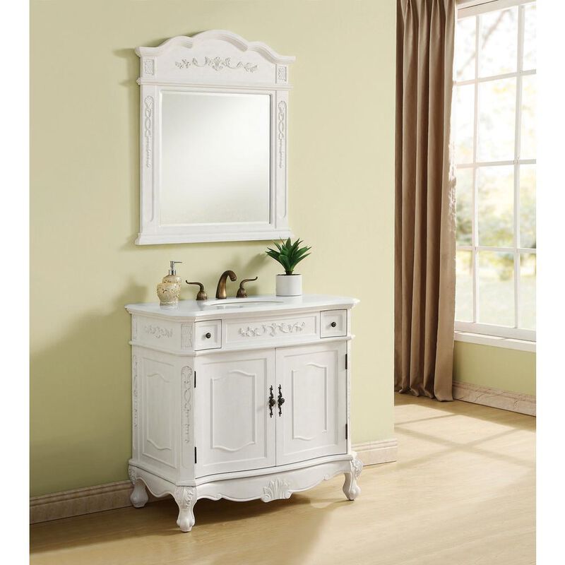 Elegant Kitchen and Bath 36 inch Single Bathroom vanity in Antique White