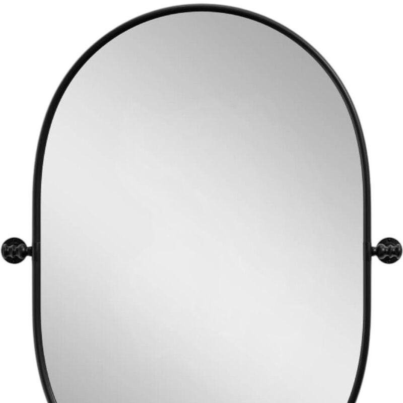 HomeRoots 32" Black Aluminum Oval Adjustable Tilting Framed Accent Mirror image number 3