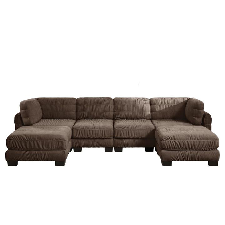 4 seat modular sectional sofa, Chenille L shaped sectional couch with ruched detailing, Modular sectional with 2 movable ottomans