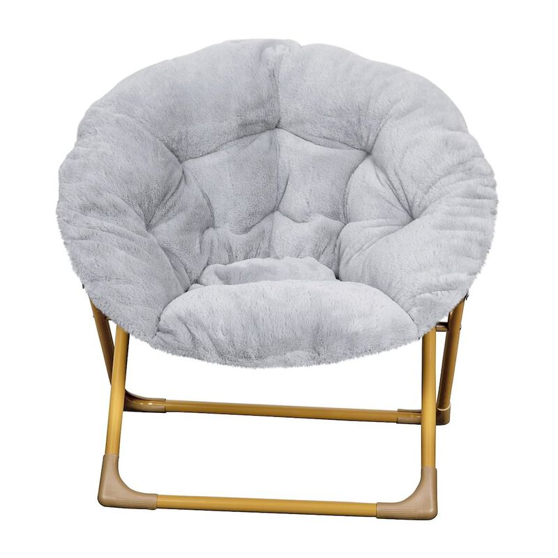 Flash Furniture 23 Kids Cozy Mini Folding Saucer Chair, Moon Chair, Gray/Soft Gold