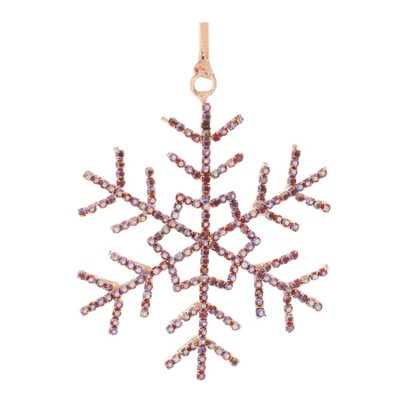 Set of 12 Jeweled Metal Snowflake Ornaments for Christmas Tree or Holiday Decor