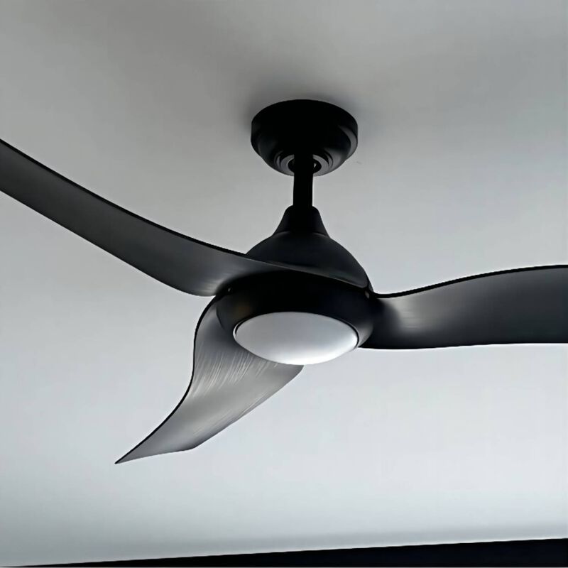 52 in. Integrated LED Brushed Black Downrod Mount Ceiling Fan with Light and Remote