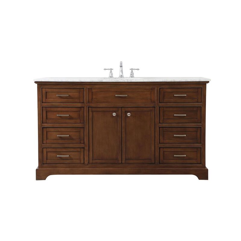 Elegant Kitchen and Bath 60 inch Single bathroom vanity in teak