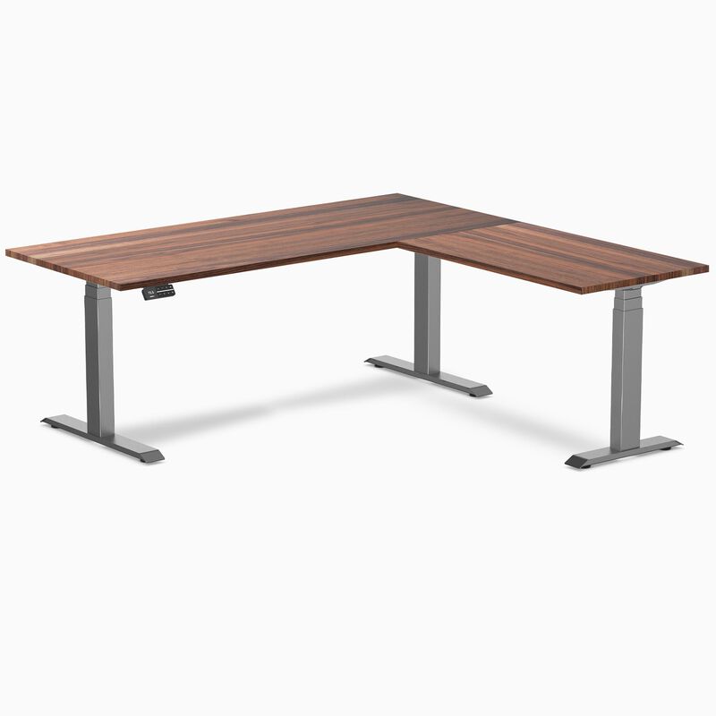 Desky Hardwood L-Shape Sit Stand Desk image number 0