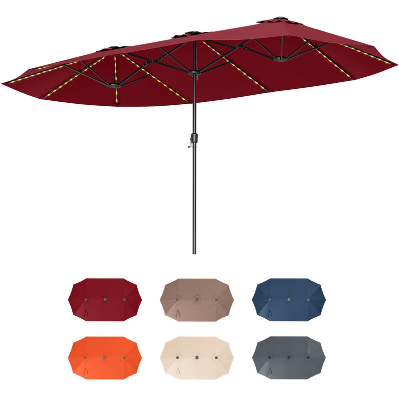 Extra-Large Patio Umbrella with LED Solar Lights and Crank Handle
