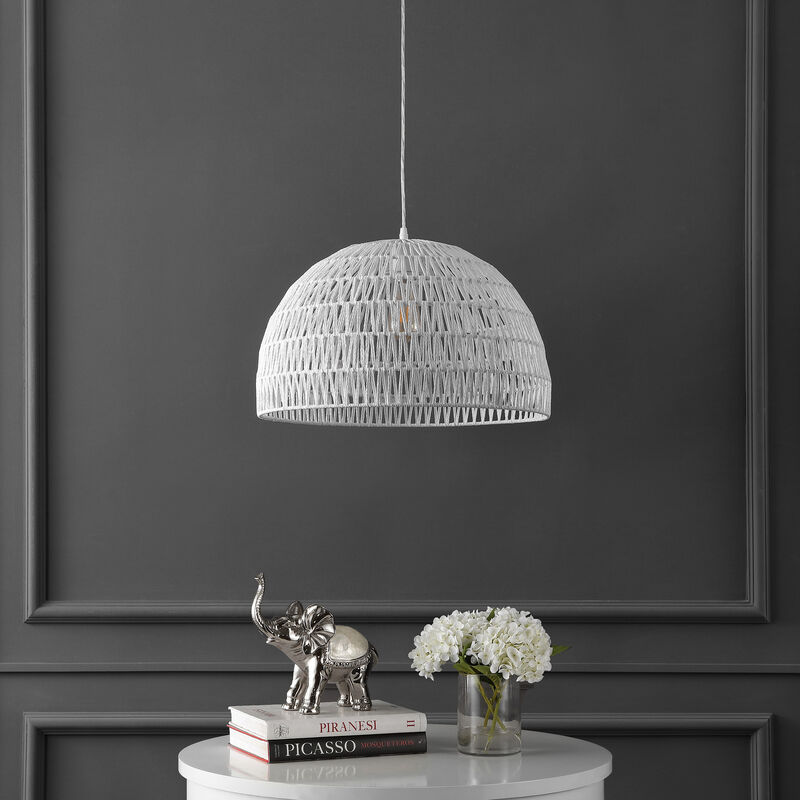 Campana Bohemian Modern Woven Rattaniron LED Pendant