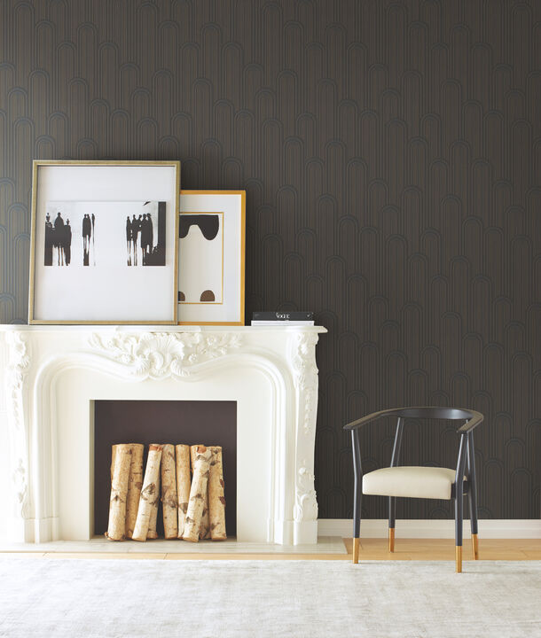 Speakeasy Black Metallic Wallpaper (Set of 2)