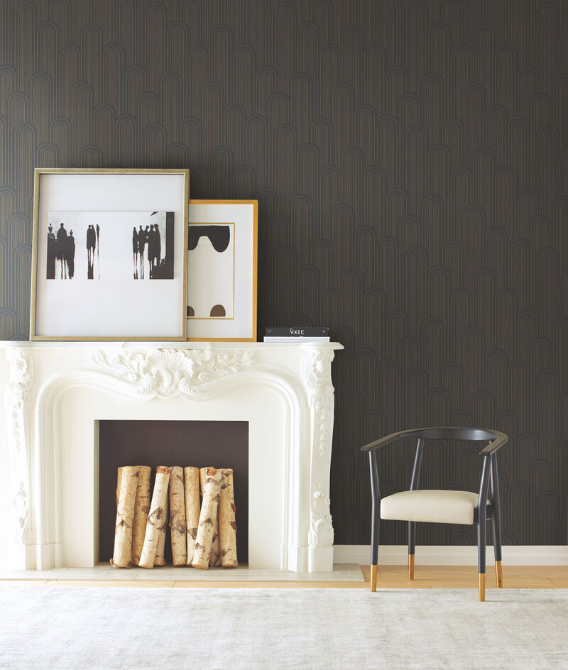 Speakeasy Black Metallic Wallpaper (Set of 2) image number 1