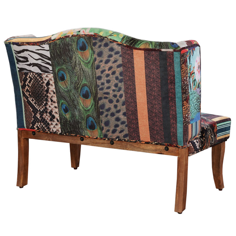 Vesta Bird Collage Print Settee, Multicolor