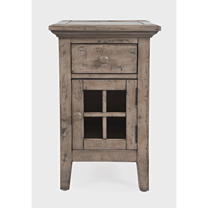Jofran Rustic Shores Distressed Acacia USB Charging Chairside End Table