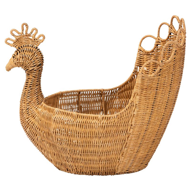 bali & pari Florabel Natural Rattan Peacock Basket - Handwoven Wicker Storage Solution image number 2