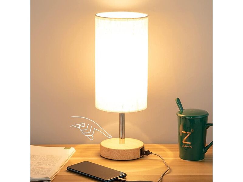 Bedside Table Lamp with USB Port - Touch Control image number 1