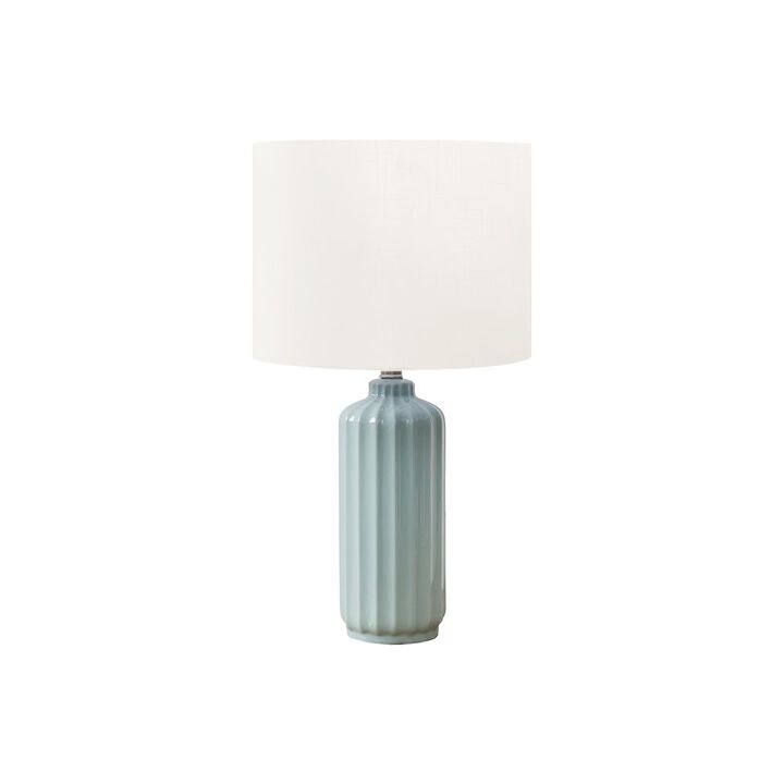 23"H, Table Lamp, Ivory / Cream Shade, Green Ceramic, Contemporary, Modern