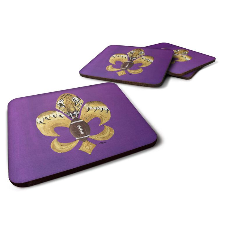 Caroline's Treasures 8205-2FC Tiger Football Fleur de lis Foam Coasters (Set of 4), 3.5 H x 3.5 W, Multicolor