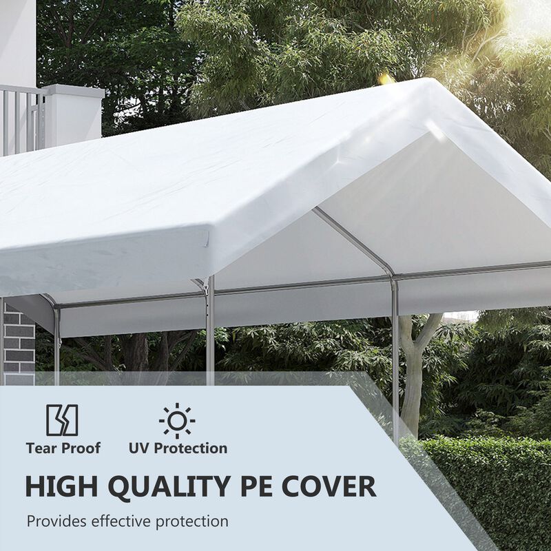 10' x 20' Carport, Portable Garage & Patio Canopy Tent Storage Shelter, Adjustable Height, Anti-UV Cover for Car, Truck, Boat, Catering, Wedding, White