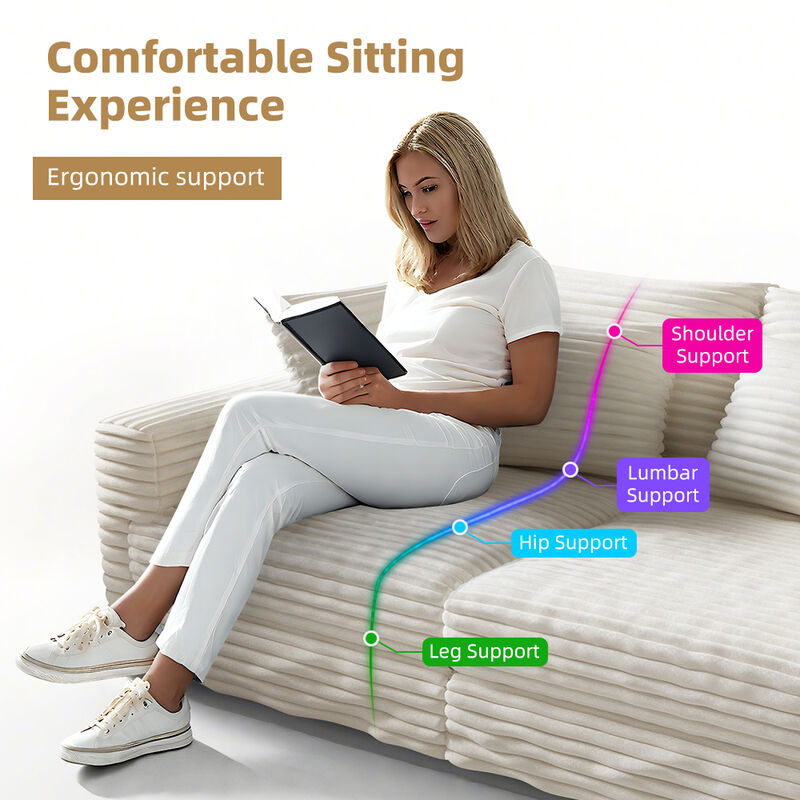 Merax Modern Comfy Upholstered 4-Seat Sofa Cloud Couch