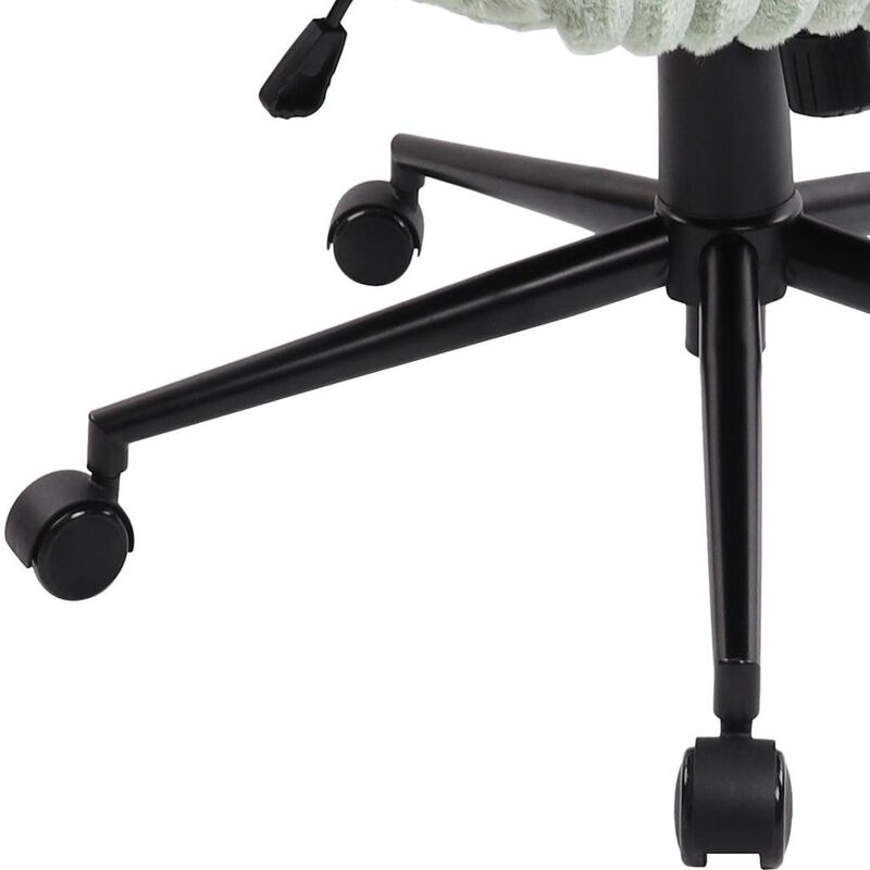 HomeRoots Pink and Black Adjustable Height Faux Fur Swivel Rolling Gaming Chair image number 5