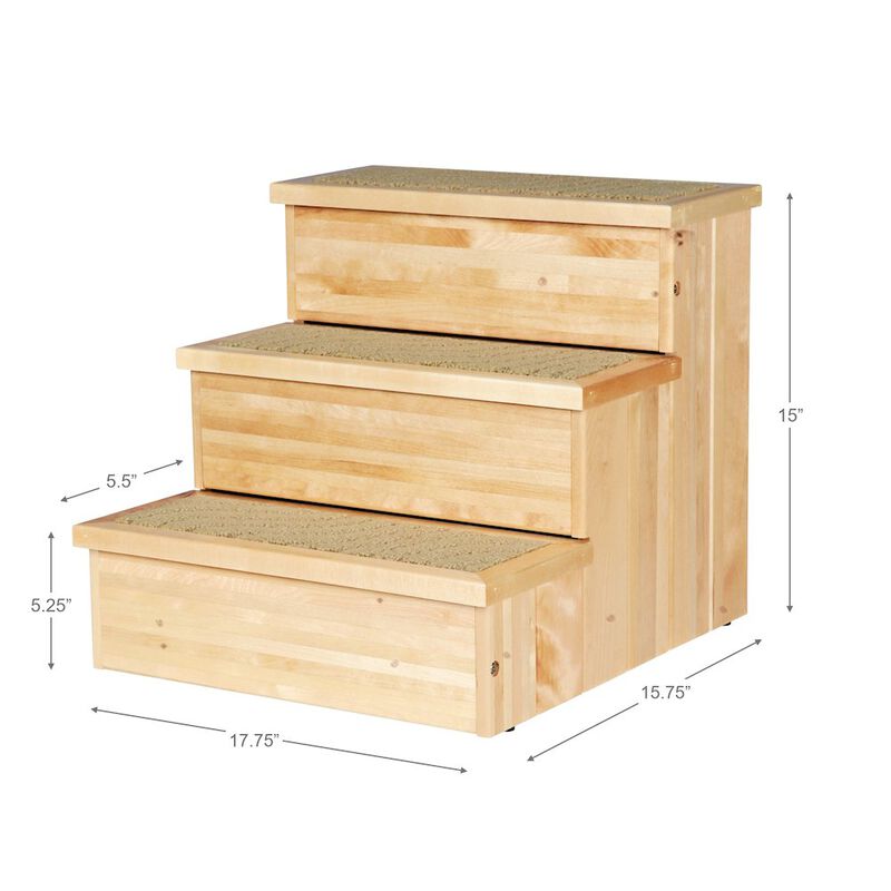 TRIXIE 3-Step Wooden Pet Stairs with Storage & Non-Slip Pads, Natural image number 3