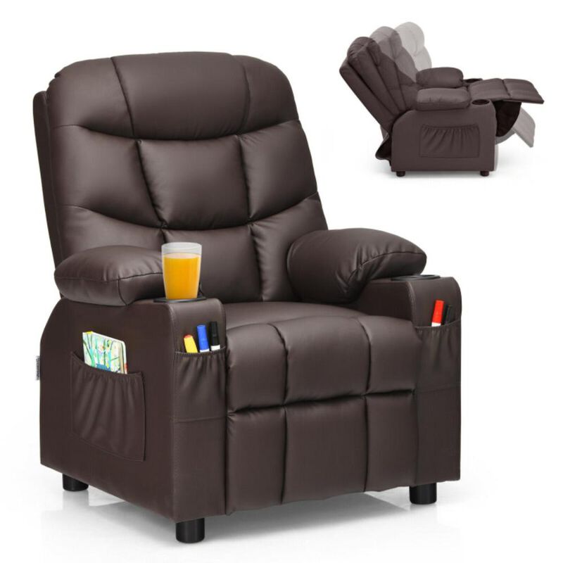 Hivvago Kids Recliner Chair with Cup Holder and Footrest for Children