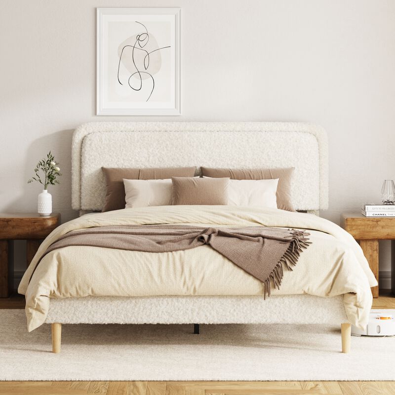 Sarick Plush Upholstered Platform Bed image number 1