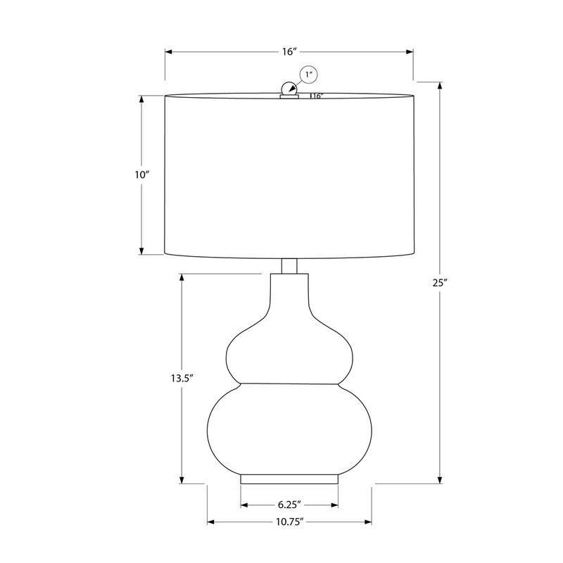 Monarch Specialties I 9608 - Lighting, 25"H, Table Lamp, Ivory / Cream Shade, Cream Ceramic, Contemporary