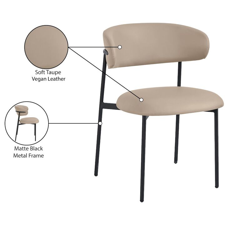 Meridian Furniture Lupita Taupe Vegan Leather Dining Chair, Set of 2