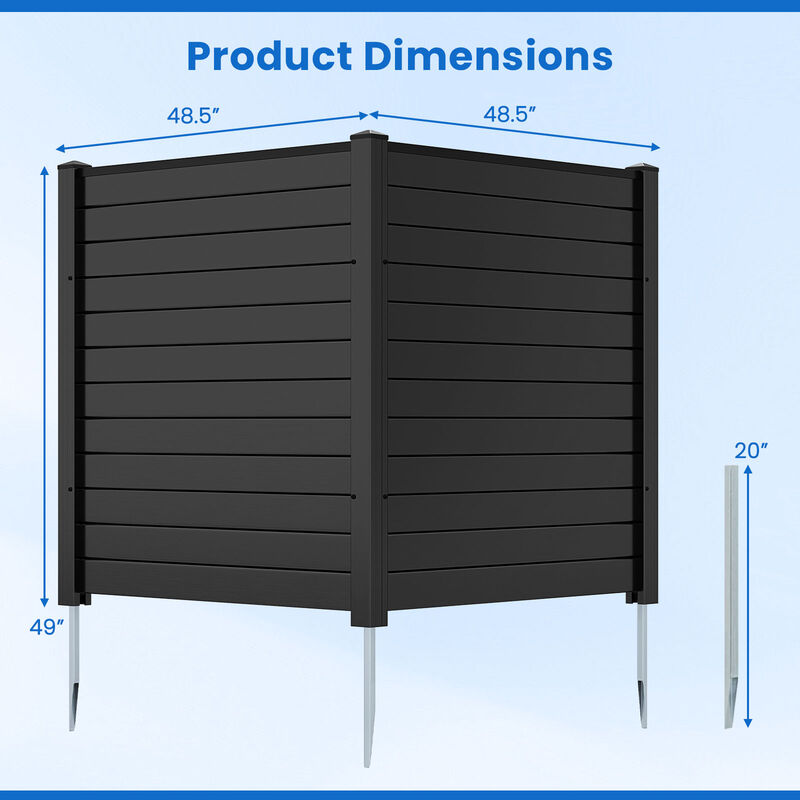Outdoor 2-Panel Air Conditioner Fence Screen with Metal Stakes for Trash Can Hiding
