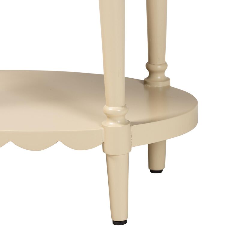 bali & pari Liba End Table - 1-Drawer Accent Table with Scalloped Detailing and Open Shelf Storage for Hallway, Entryway, and Living Room image number 6