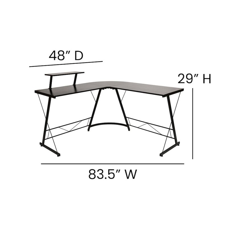 Flash Furniture L-Shaped Desk 71.5" Computer Corner Desk, Black/Black image number 2