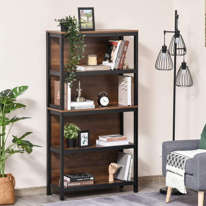 Freestanding Wood Bookcase Furniture with 4 Thick Shelves, & Anti-Topple Design