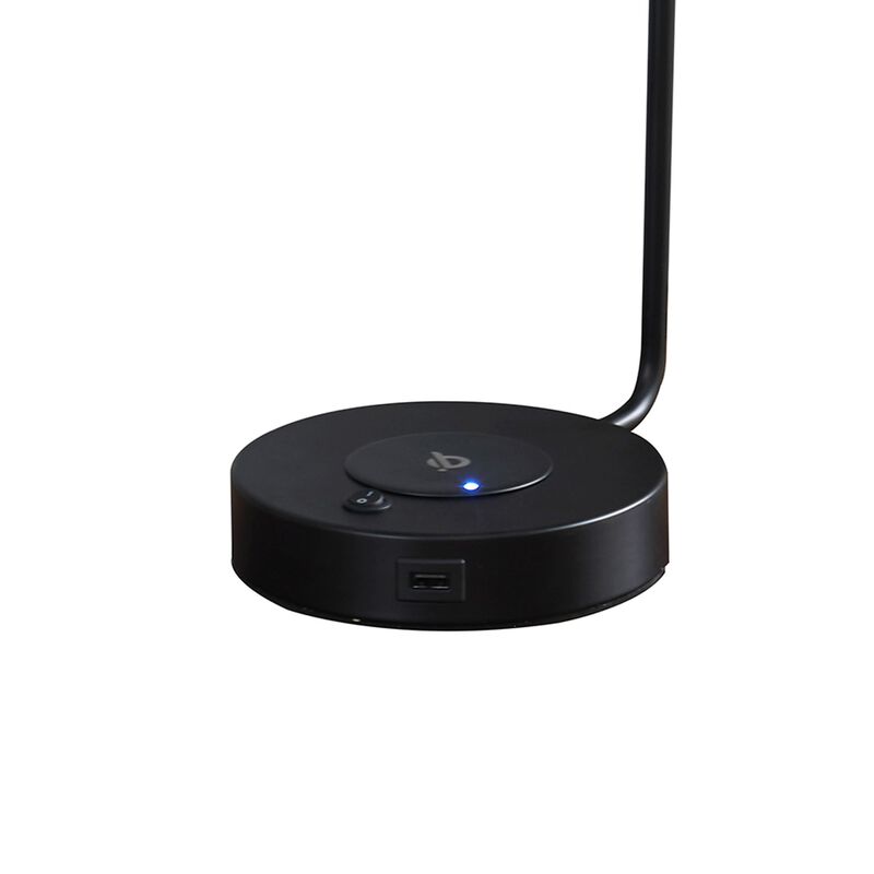 15 Inch Metal Table Lamp, Adjustable Shade, Wireless Charging, Black image number 4
