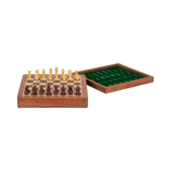 10" Acacia Wood Magnetic Chess