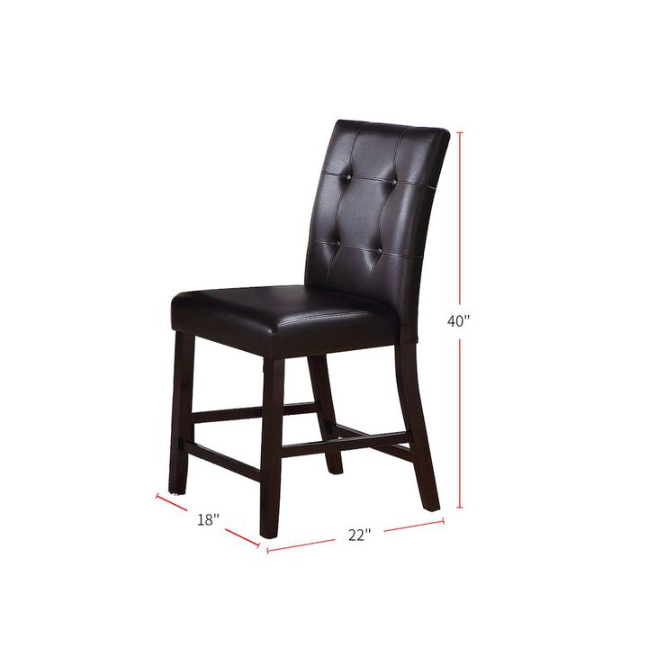 Leroux Upholstered Counter Height Chairs in Espresso Finish, Set of 2