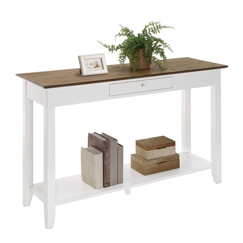 Convenience Concepts American Heritage 1 Drawer Console Table with Shelf, Driftwood/White