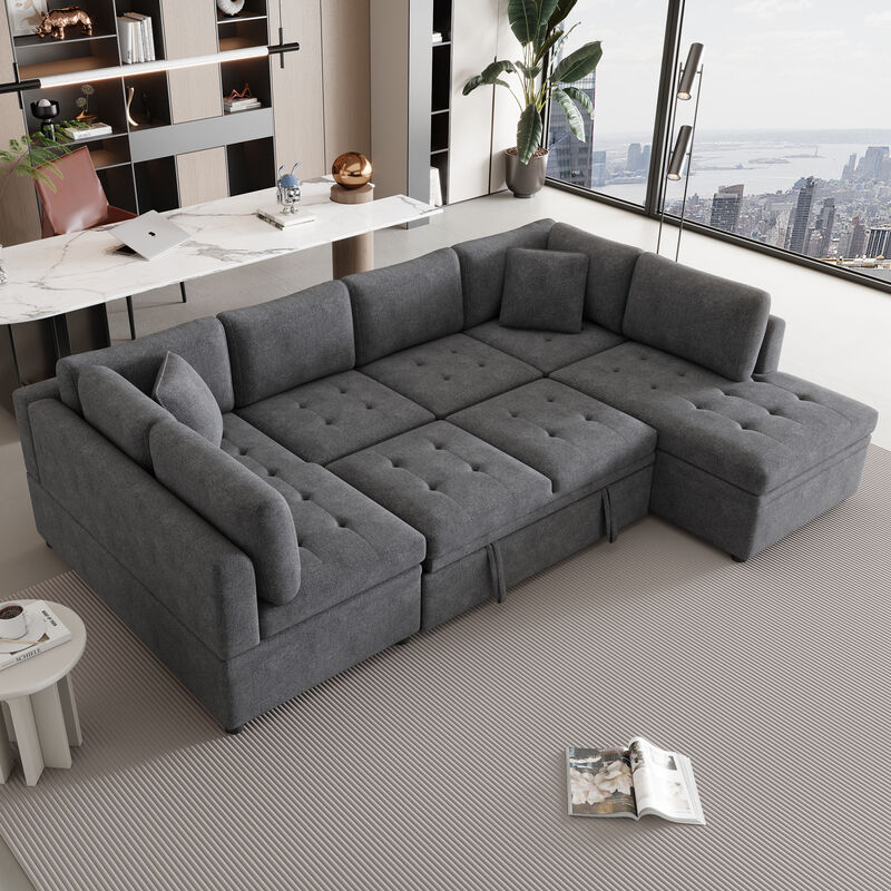 Merax Oversized Chenille Fabric Sectional Sofa