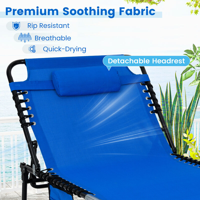 Adjustable 4 Position Folding Lounge Chair with Reclining Backrest and Footrest image number 6