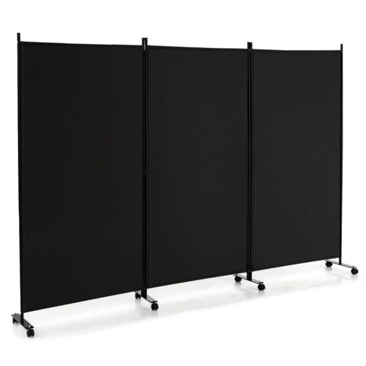 Hivvago 3 Panel Folding Room Divider with Lockable Wheels