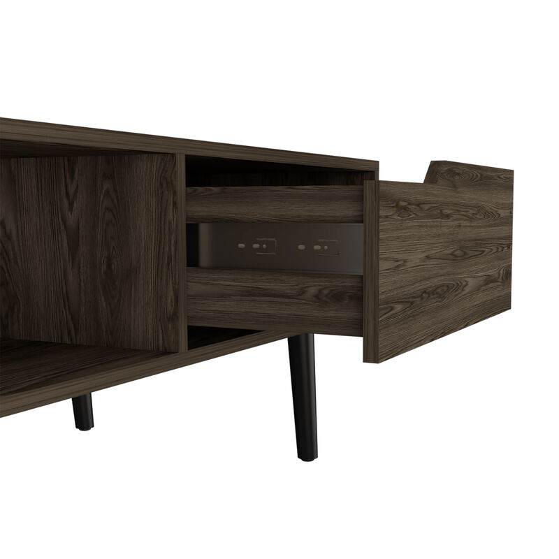 DEPOT E-SHOP Kobe Coffee Table, One Open Shelf, One Drawer, Dark Walnut