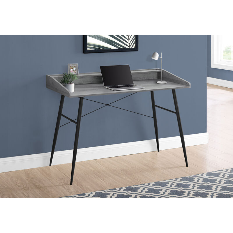 Monarch Specialties I 7541 Computer Desk, Home Office, Laptop, Storage Shelves, 48"L, Work, Metal, Laminate, Grey, Black, Contemporary, Modern