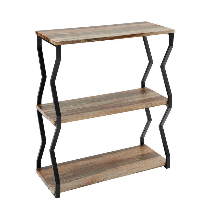Rustic Industrial 3-Tier Zigzag Floating Wall Shelf