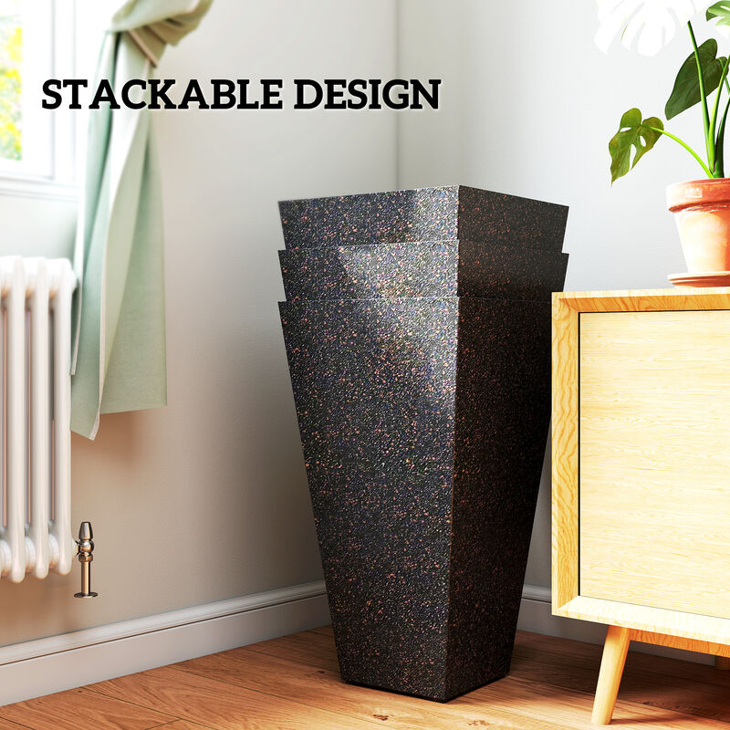 Hivvago 3-Pack 28" Tapered Planters with Marble Finish image number 7