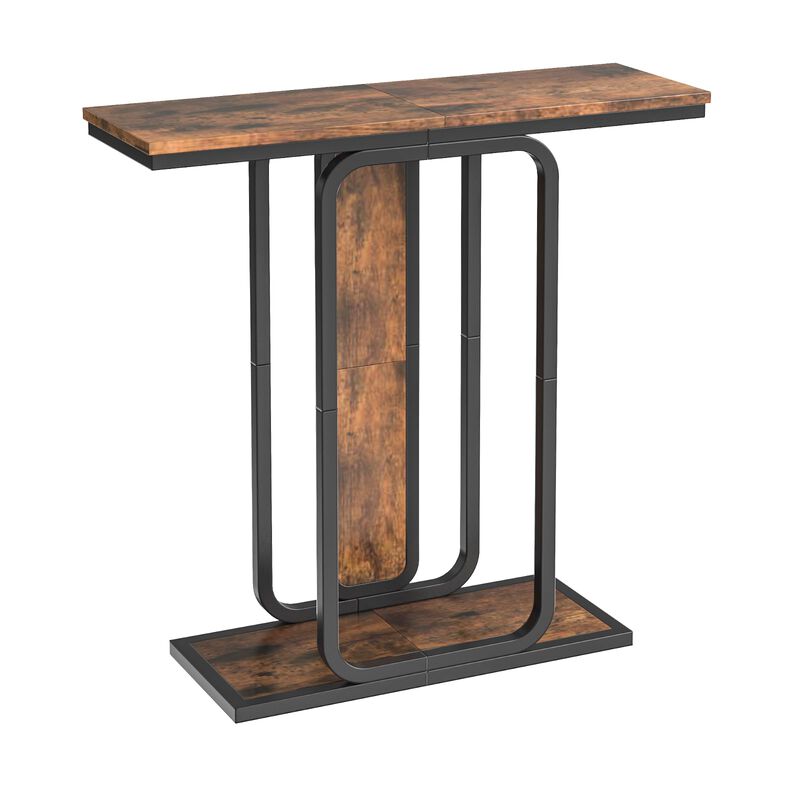 2-Tier Hallway Console Table, Narrow Design for Entryway or Foyer-Brown image number 0