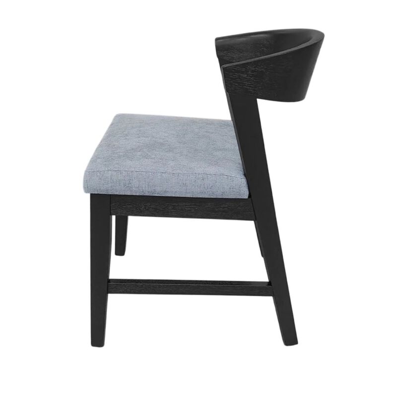 Vecy Side Chair Set of 2, Gray Fabric Seat, Curved Back, Vintage Black image number 3
