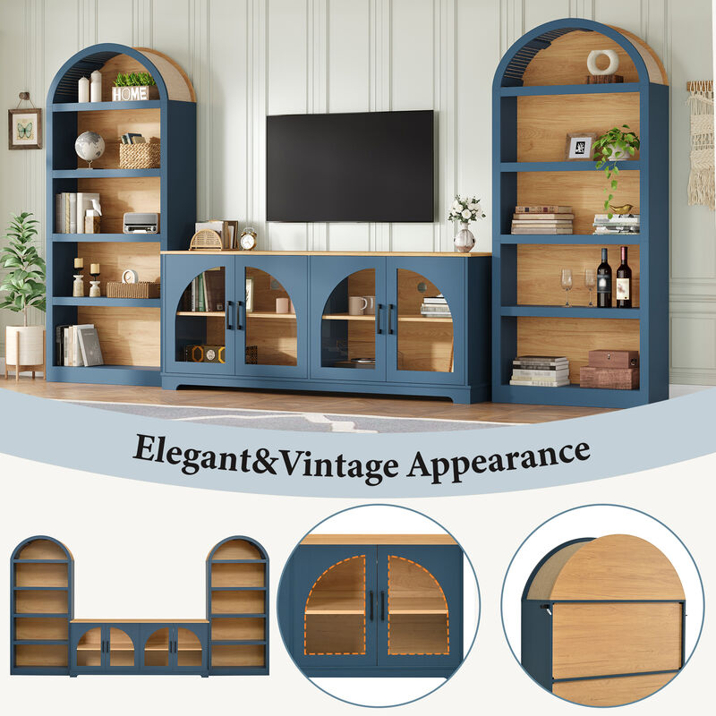 TATEUS Glass Door TV Stand image number 5
