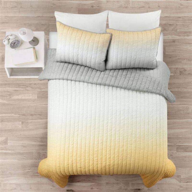 Crinkle Texture Lightweight Quilt Set 3 Pieces for Everyday Bedroom Comfort